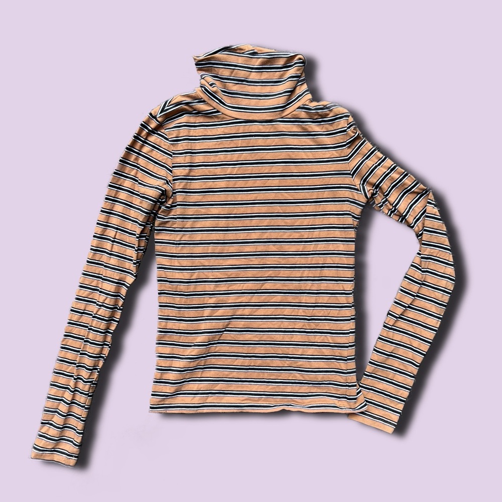 Urban Outfitters Beige and Black Striped Turtleneck Size XS